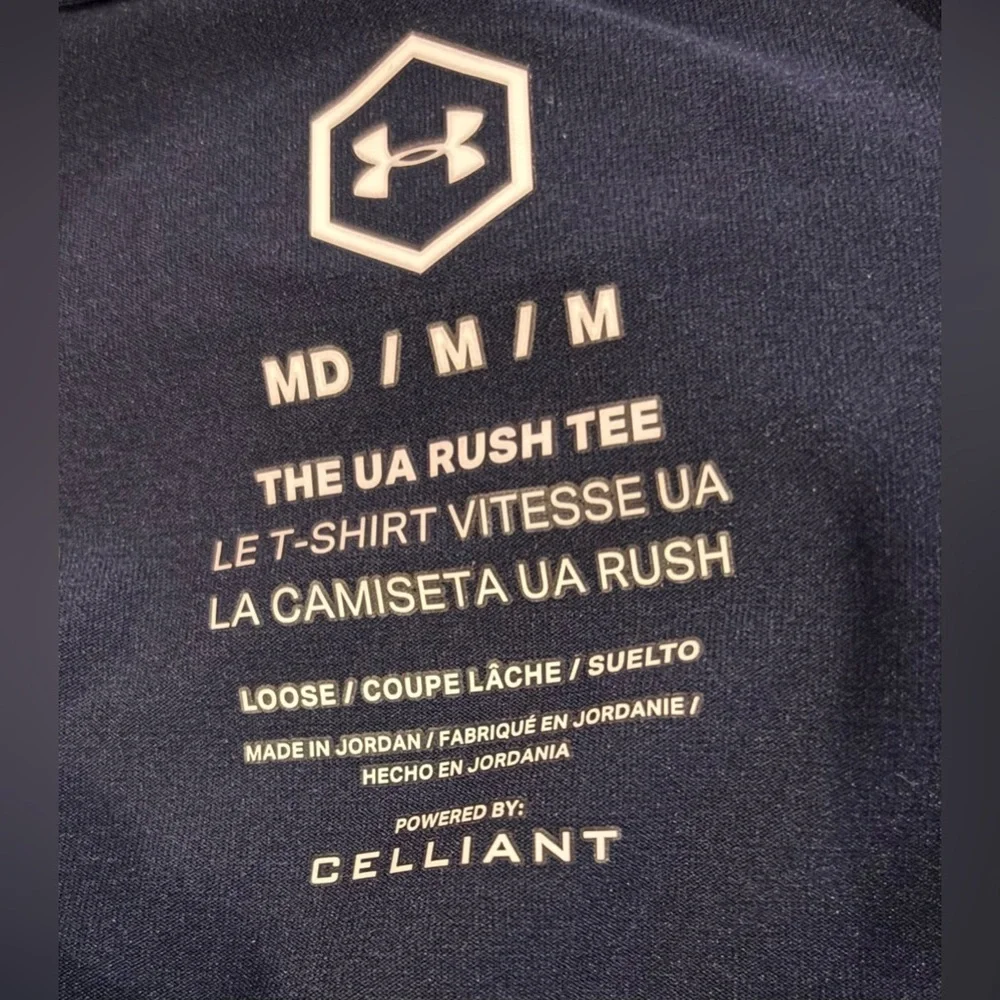 Under Armour Men's Navy UA Rush Performance Athletic Shirt Powered by Celliant M - Picture 4 of 4